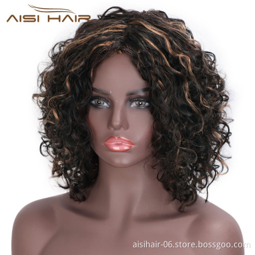 Aisi Hair Wholesale Cheap Mixed Brown Afro Curly Wave 100% Unprocessed Brazilian Human Hair Wig For Black Women